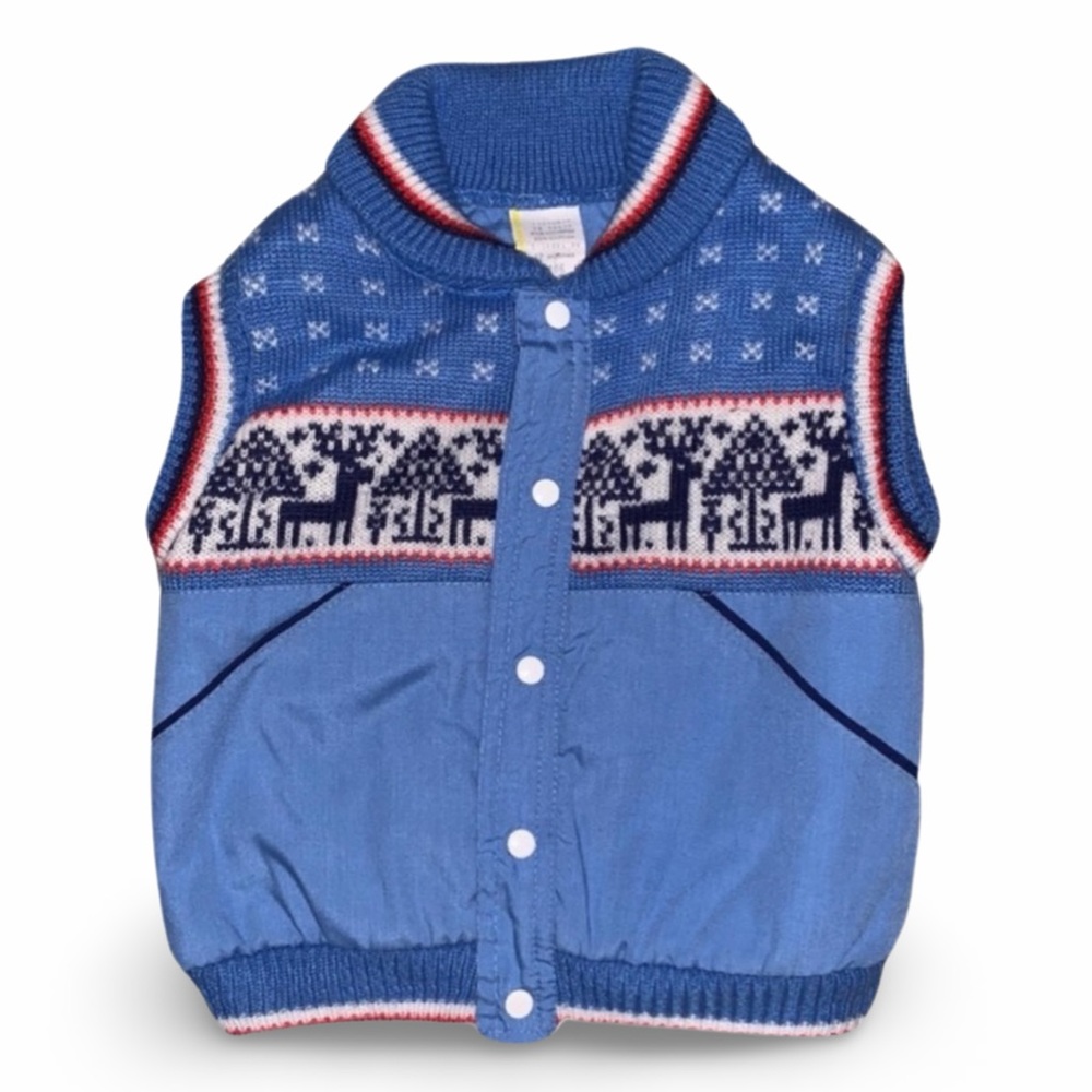 Vintage 80s fair isle sweater vest with reindeer